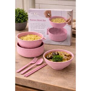 Blush Pink Ramen Bowl Set Strainer & Utensils | Dishware | Cook with Color CWC